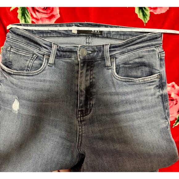 KUT High Rise Flare Jeans Women’s 4 Gray Raw Hem Soft Grunge - Picture 12 of 16